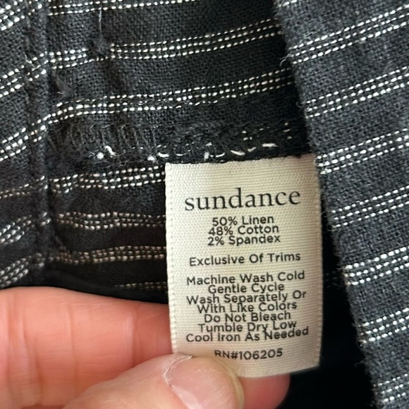 Sundance Flat Front Side Button Linen Blend Casual Dress Pant Sz 6 Black Stripe - Picture 6 of 6